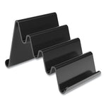 Four Compartment Business Card Holder, Holds 100 Cards, 3.9 x 6.3 x 4, Plastic, Black