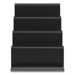 Four Compartment Business Card Holder, Holds 100 Cards, 3.9 x 6.3 x 4, Plastic, Black