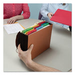 Extra-Wide Expanding Wallets with Elastic Cord, 5.25" Expansion, 1 Section, Elastic Cord Closure, Legal Size, Redrope