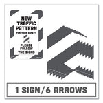 BeSafe Carpet Decals, New Traffic Pattern For Your Safety; Please Follow The Signs, 12 x 18, White/Gray, 7/Pack