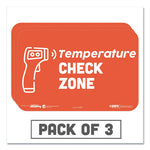 BeSafe Messaging Education Wall Signs, 9 x 6, "Temperature Check Zone", 3/Pack