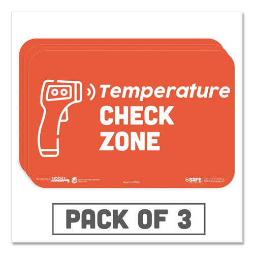 BeSafe Messaging Education Wall Signs, 9 x 6, "Temperature Check Zone", 3/Pack