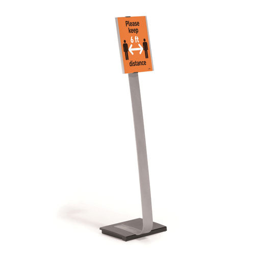 Info Sign Duo Floor Stand, Letter-Size Inserts, 15 x 46.5, Clear