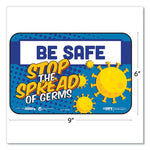 BeSafe Messaging Education Wall Signs, 9 x 6, "Be Safe, Stop The Spread Of Germs", 3/Pack