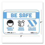 BeSafe Messaging Education Wall Signs, 9 x 6, "Be Safe, Wear a Mask, Wash Your Hands, Follow the Arrows", 3/Pack