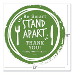 BeSafe Messaging Floor Decals, Be Smart Stand Apart; Knife/Fork; Thank You, 12" Dia., Green/White, 60/Carton