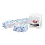 Disposable Microfiber Cleaning Cloths, 12 x 12, Blue/White Stripes, 600/Carton