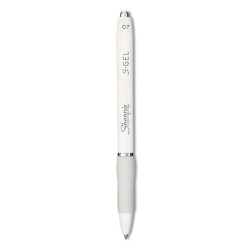 S-Gel Fashion Barrel Gel Pen, Retractable, Medium 0.7 mm, Black Ink, Pearl White Barrel, Dozen