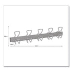 Wall-Mount Coat Hooks, 29.92 x 2.95 x 6.45, Metal, Silver, 22 lb Capacity