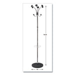 Chromy Coat Stand, 12 Knobs, 16w x 16d x 70.5h, Chrome/Black