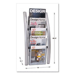 Wall Literature Display, 13w x 3.5d x 28.5h, Silver Gray/Translucent