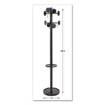 Stan3 Steel Coat Rack, Stand Alone Rack, Eight Knobs, 15w x 15d x 69.3h, Black