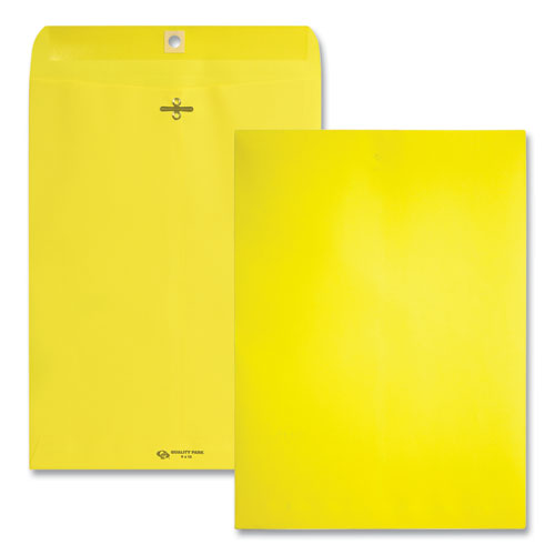 Clasp Envelope, 28 lb Bond Weight Paper, #90, Square Flap, Clasp/Gummed Closure, 9 x 12, Yellow, 10/Pack