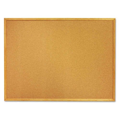 7195012354161 SKILCRAFT Quartet Cork Board, 36 x 24, Tan Surface, Oak Wood Frame