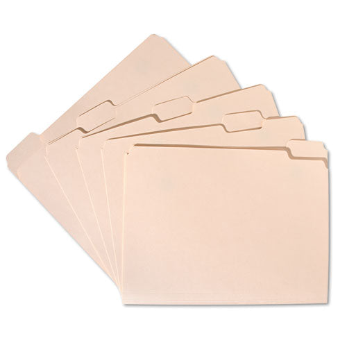 7530002815941 SKILCRAFT Manila File Folder, 1/5-Cut Tabs: Assorted, Letter Size, 0.75" Expansion, Manila, 100/Box