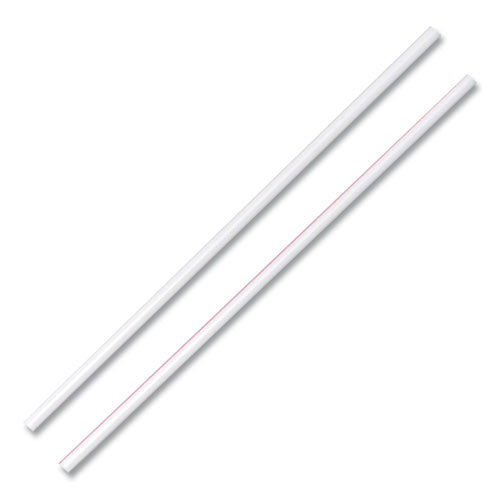 Unwrapped Hollow Stir-Straws, 5.5", Plastic, White/Red Stripe, 1,000/Box