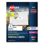 Waterproof Address Labels with TrueBlock and Sure Feed, Laser Printers, 1.33 x 4, White, 14/Sheet, 50 Sheets/Pack