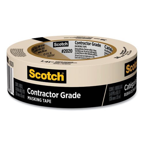 Contractor Grade Masking Tape, 3" Core, 1.41" x 60 yds, Tan