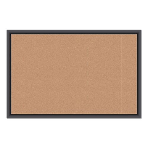 Cork Bulletin Board, 35 x 23, Tan Surface, Black Frame