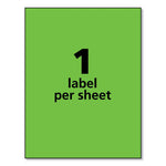 High-Visibility Permanent Laser ID Labels, 8.5 x 11, Neon Green, 100/Box