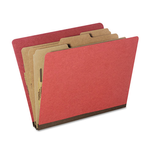 7530015726208 SKILCRAFT Classification Folder, 3" Expansion, 3 Dividers, 8 Fasteners, Letter Size, Earth Red, 10/Pack