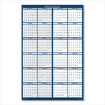 Reversible/Erasable 2 Year Wall Calendar, 24 x 37, Light Blue/Blue/White Sheets, 24-Month (Jan to Dec): 2024 to 2025