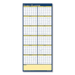 Recycled Reversible Yearly Wall Planner, 60 x 26, White/Blue/Yellow Sheets, 12-Month (Jan to Dec): 2024