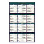 Four Season Erasable Business/Academic Recycled Wall Calendar, 24 x 37, 12-Month(July-June):2023-2024, 12-Month(Jan-Dec):2024