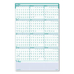 Express Track Recycled Reversible/Erasable Yearly Wall Calendar, 24 x 37, White/Teal Sheets, 12-Month (Jan to Dec): 2024