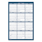 Recycled Poster Style Reversible/Erasable Yearly Wall Calendar, 24 x 37, White/Blue/Gray Sheets, 12-Month (Jan to Dec): 2024