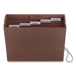 Six-Pocket Subject File with Insertable Tabs, 5.25" Expansion, 6 Sections, Elastic Cord, 1/5-Cut Tabs, Letter Size, Redrope