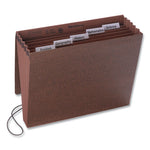 Six-Pocket Subject File with Insertable Tabs, 5.25" Expansion, 6 Sections, Elastic Cord, 1/5-Cut Tabs, Letter Size, Redrope