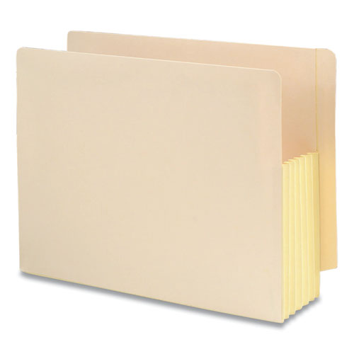 Manila End Tab File Pockets with Tyvek-Lined Gussets, 5.25" Expansion, Letter Size, Manila, 10/Box