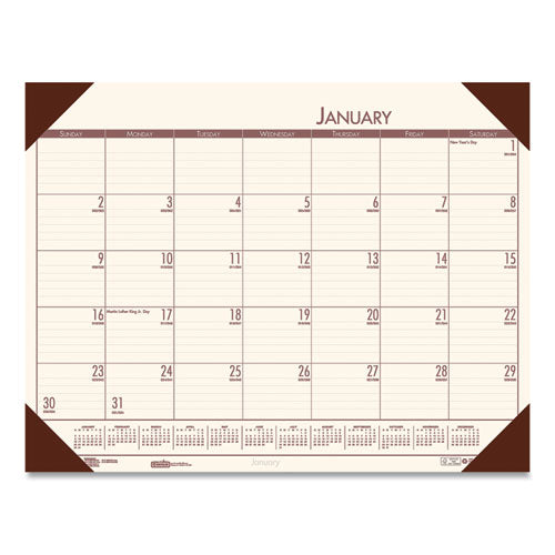 EcoTones Recycled Monthly Desk Pad Calendar, 22 x 17, Moonlight Cream Sheets, Brown Corners, 12-Month (Jan to Dec): 2024