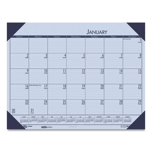 EcoTones Recycled Monthly Desk Pad Calendar, 22 x 17, Sunset Orchid Sheets, Cordovan Corners, 12-Month (Jan to Dec): 2024