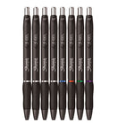 S-Gel High-Performance Gel Pen, Retractable, Medium 0.7 mm, Five Assorted Ink Colors, Black Barrel, 8/Pack