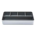 Fusion Five-Compartment Plastic Accessory Holder, Plastic, 12.25 x 6 x 2, White/Gray