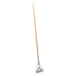 Side-Gate Wet-Mop Handle with Metal Head, Wood, 60" Handle, Natural