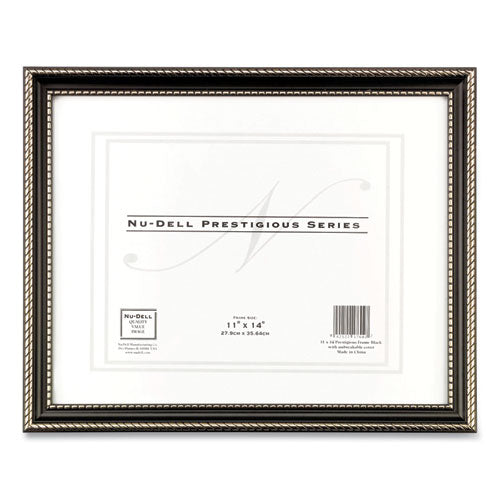 Prestige Series Executive Document and Photo Frame with Three-Way Mat, Plastic, 11 x 14 Insert, Black/Gold