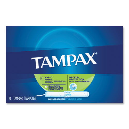 Cardboard Applicator Tampons, Super, 10/Box