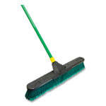 Bulldozer Multisurface Pushbroom with Scraper Block, 24 x 60, Powder Coated Steel Handle, Green/Black/Yellow