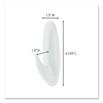 General Purpose Hooks, Large, Plastic, White, 5 lb Capacity, 4 Hooks and 6 Strips/Pack