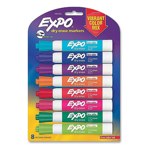 Dry Erase Marker, Broad Chisel Tip, Assorted Colors, 8/Pack
