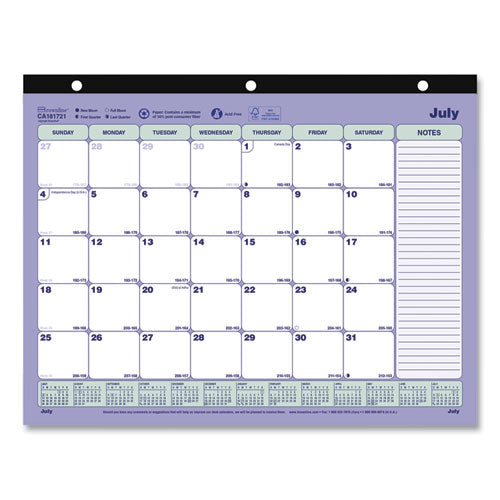 Academic 13-Month Desk Pad Calendar, 11 x 8.5, Black Binding, 13-Month (July to July): 2023 to 2024