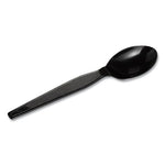 Plastic Cutlery, Heavyweight Teaspoons, Black, 1,000/Carton