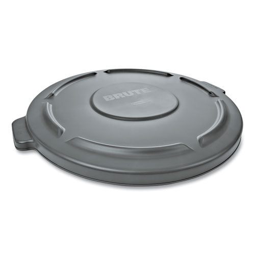 BRUTE Self-Draining Flat Top Lid, for 32 gal Round BRUTE Containers, 22.25" Diameter, Gray