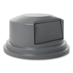 Round BRUTE Dome Top Lid for 55 gal Waste Containers, 27.25" Diameter, Gray