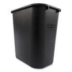 Deskside Plastic Wastebasket, 7 gal, Plastic, Black