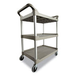 Three-Shelf Service Cart, Plastic, 3 Shelves, 200 lb Capacity, 18.63" x 33.63" x 37.75", Off-White