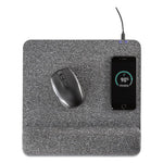 Powertrack Plush Wireless Charging Mouse Pad with Wrist Rest, 11.8 x 11.6, Gray